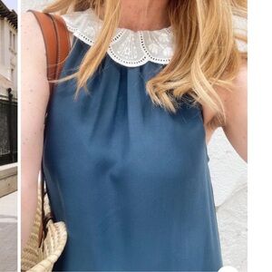 Nina Blanc The Charlize Dress Lace Collar Small Academia Vintage Style Maxi